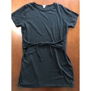J. Crew Cotton Black T-Shirt Tie Waist Dress L